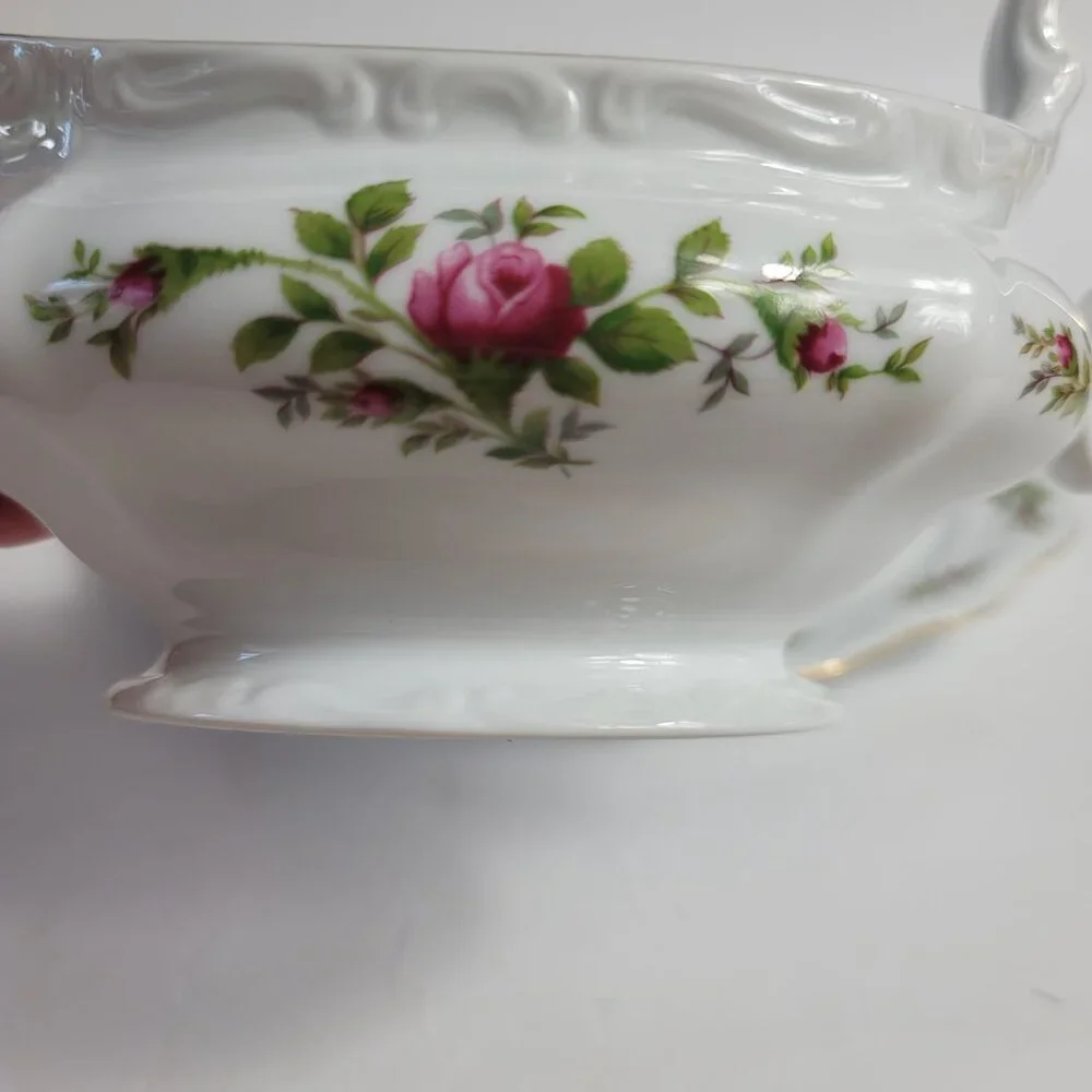 Traditions China Johann Haviland Moss Rose Gravy Boat & Underplate Pink Roses